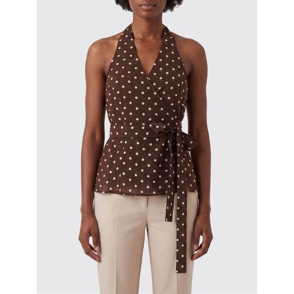 Parosh Women Polka-Dot Silk Top P.A.R.O.S.H. With A V-Neck And Tie-Up Straps